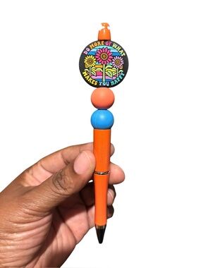 Handcrafted  Beaded Pen with quote “do more of what makes you happy “